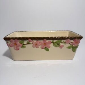 Franciscan Desert Rose Loaf Pan Handpainted Earthenware Rectangular Baker Pink